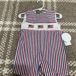 Edgehill Collection Striped Romper in Red, White, and Blue